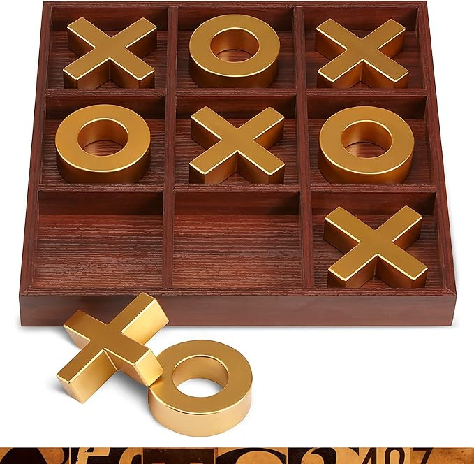 Refinery and Co. 10-Piece Premium Solid Wood Tic-Tac-Toe Board Game, Giant Gold 14” Outdoor/Ind... | Amazon (US)