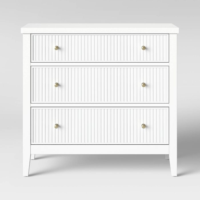 Wrentham Beadboard Farmhouse 3 Drawer Dresser White - Threshold™ | Target