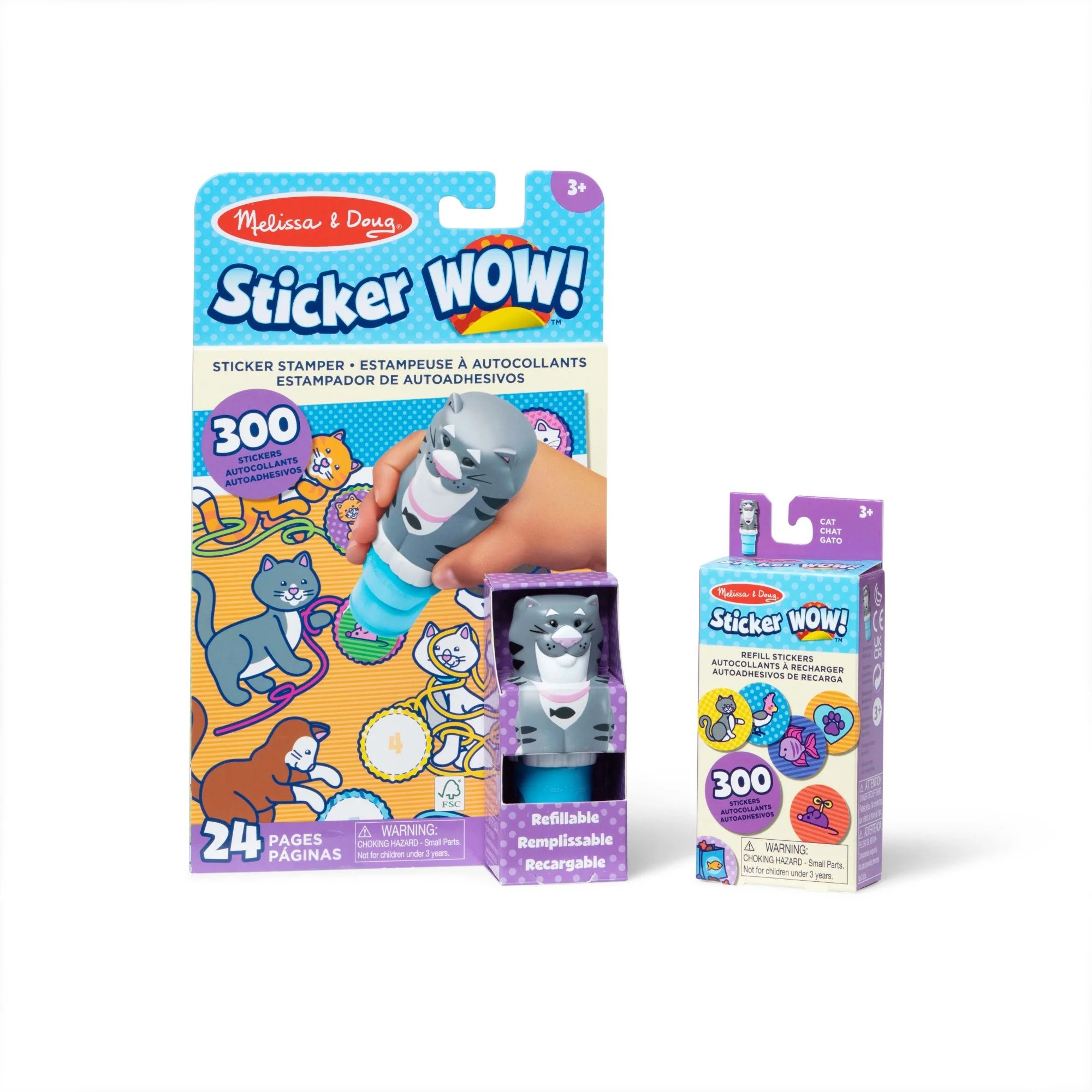 Sticker WOW!® Cat Bundle: Activity Pad & Sticker Stamper + 300 Refill Stickers | Melissa and Doug