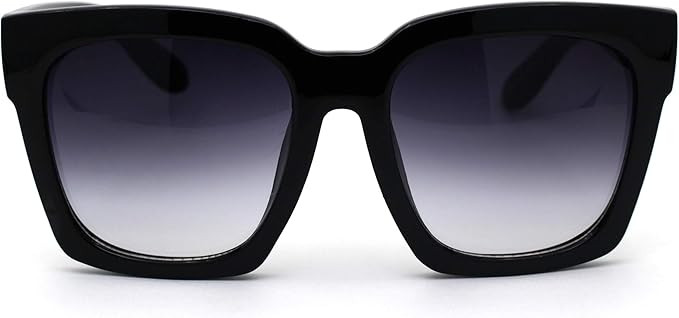 Womens Boyfriend Style XXL Oversize Horned Rim Thick Plastic Sunglasses | Amazon (US)