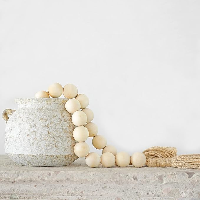 RUIRUICO Extra Large Chunky Wood Bead Garland with 1.6" Diameter Wooden Beads, 41" Long Wooden Be... | Amazon (US)