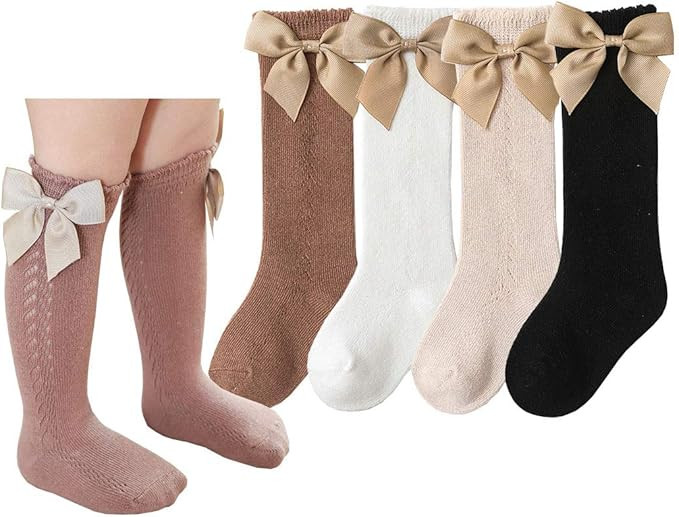 CHUNG Toddler Baby Girls Knee Hight Stocking Cotton Socks 0-7Years Solid Color Bowknot Thin Sprin... | Amazon (US)