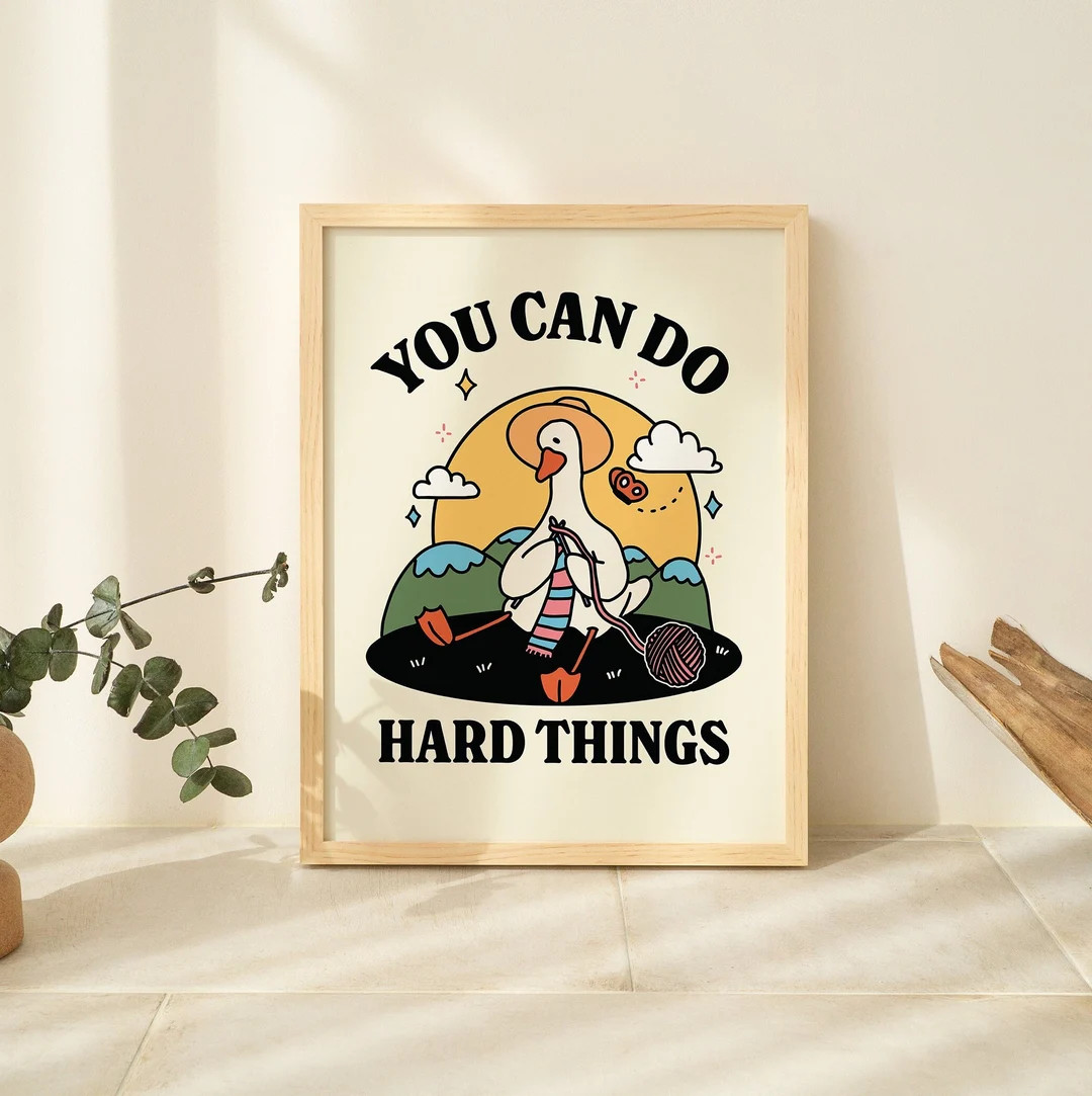 Cute Goose Wall Print, Retro Frog Illustration, Classroom Downloadable Print, Cottagecore Positiv... | Etsy (US)