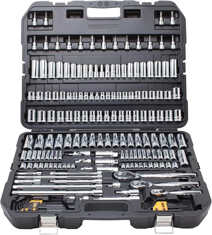 DEWALT Mechanics Tool Set, SAE and Metric, 1/2, 1/4, 3/8 Drive Sizes, 192-Piece (DWMT75049) | Amazon (US)