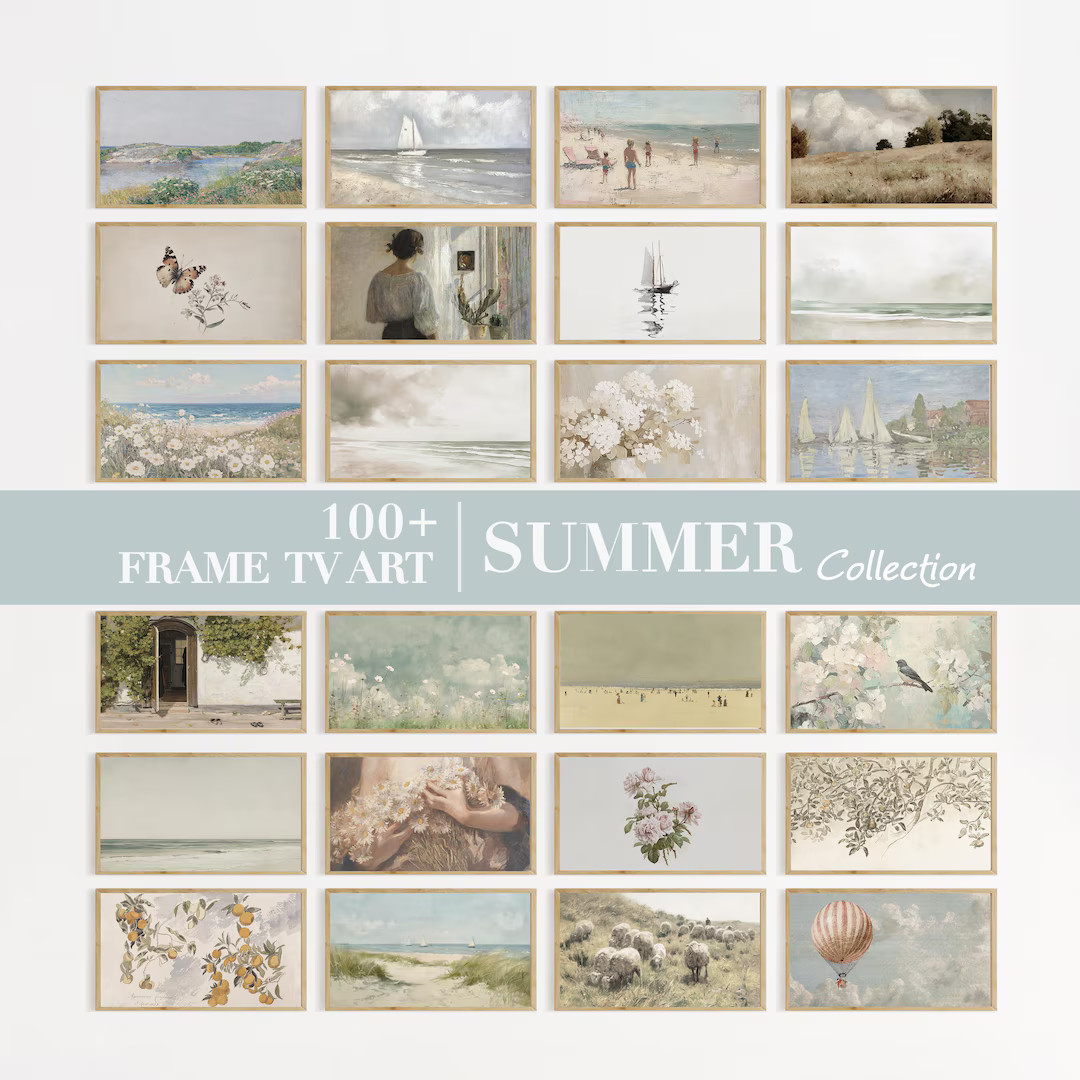Vintage Summer Frame TV Bundle | Coastal Frame TV Art Set | Neutral Samsung Frame TV Art | French... | Etsy (US)