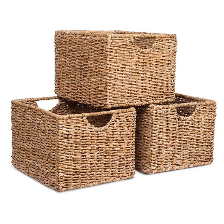 Storage Shelf Organizer Wicker Basket Set (Set of 3) | Wayfair North America