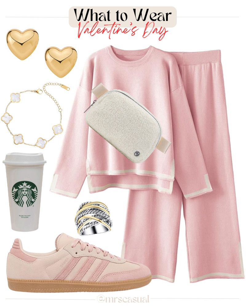 Soft pink, comfy set, coffee in hand ☕💕 Valentine uniform 🔗⬇️

#LTKSeasonal #LTKOver40 #LTKmomlife