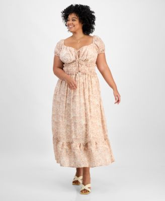 And Now This Trendy Plus Size Puff-Sleeve Floral Maxi Dress, Exclusively at Macy's - Macy's | Macy's
