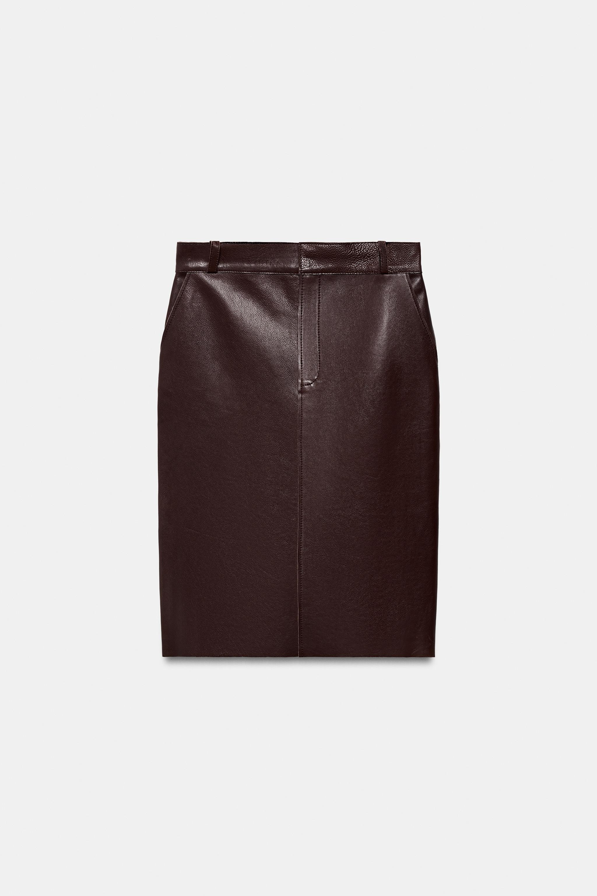 ZW COLLECTION LIMITED EDITION LEATHER MIDI SKIRT | Zara US