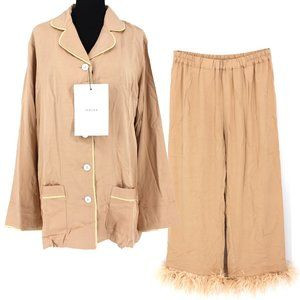 Sleeper Party Pajamas 2 Piece Set Detachable Ostrich Feathers Beige XL 14 NWT | Poshmark