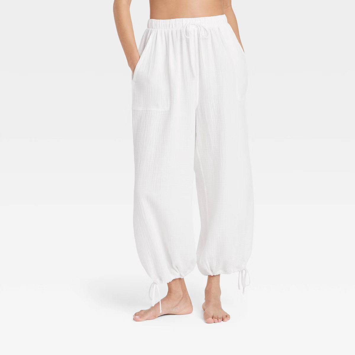 Women's Cotton Gauze Jogger Pajama Pants - Colsie™ White S | Target