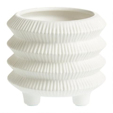 White Lantern Ceramic Footed Planter | World Market