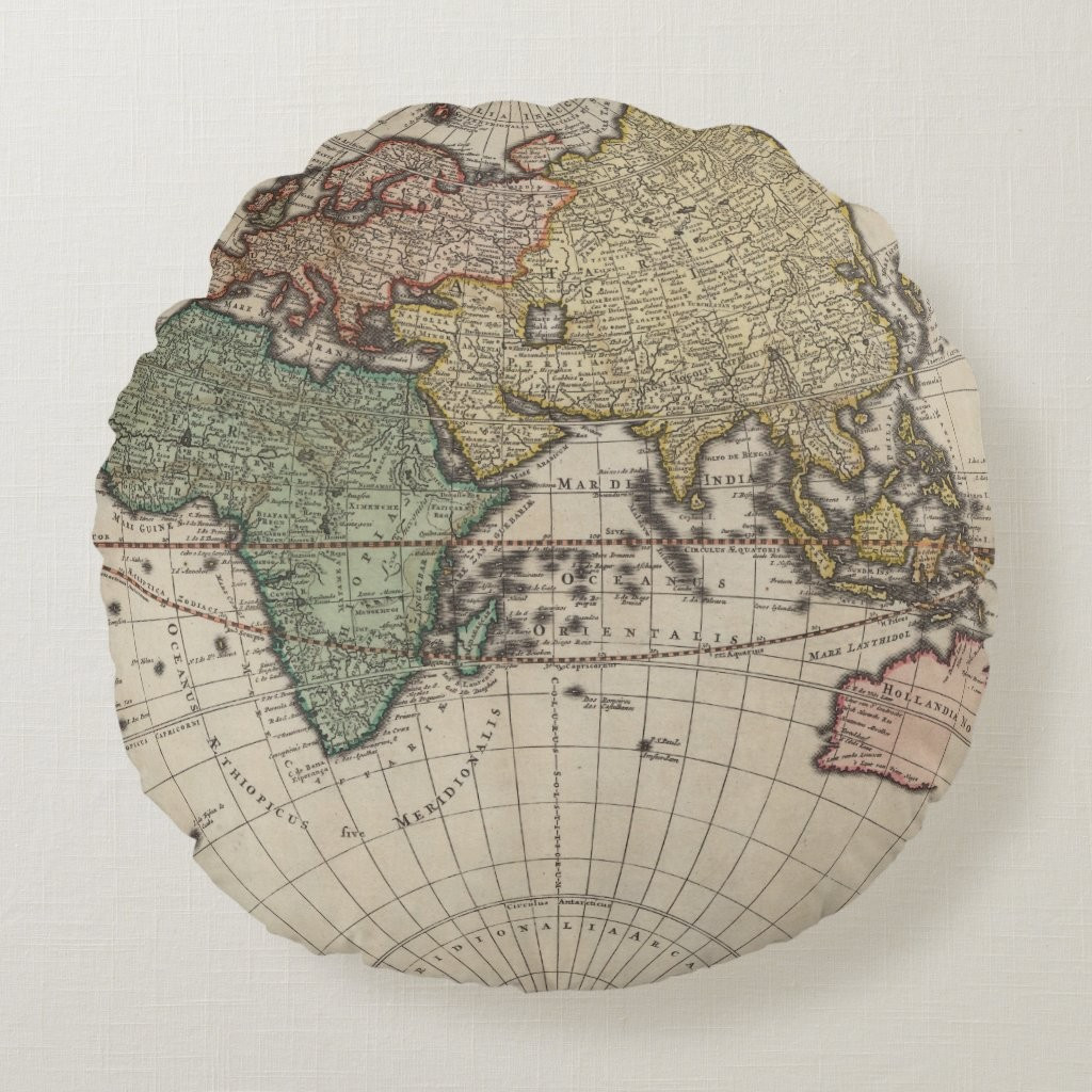 Vintage World Map Round Pillow | Zazzle