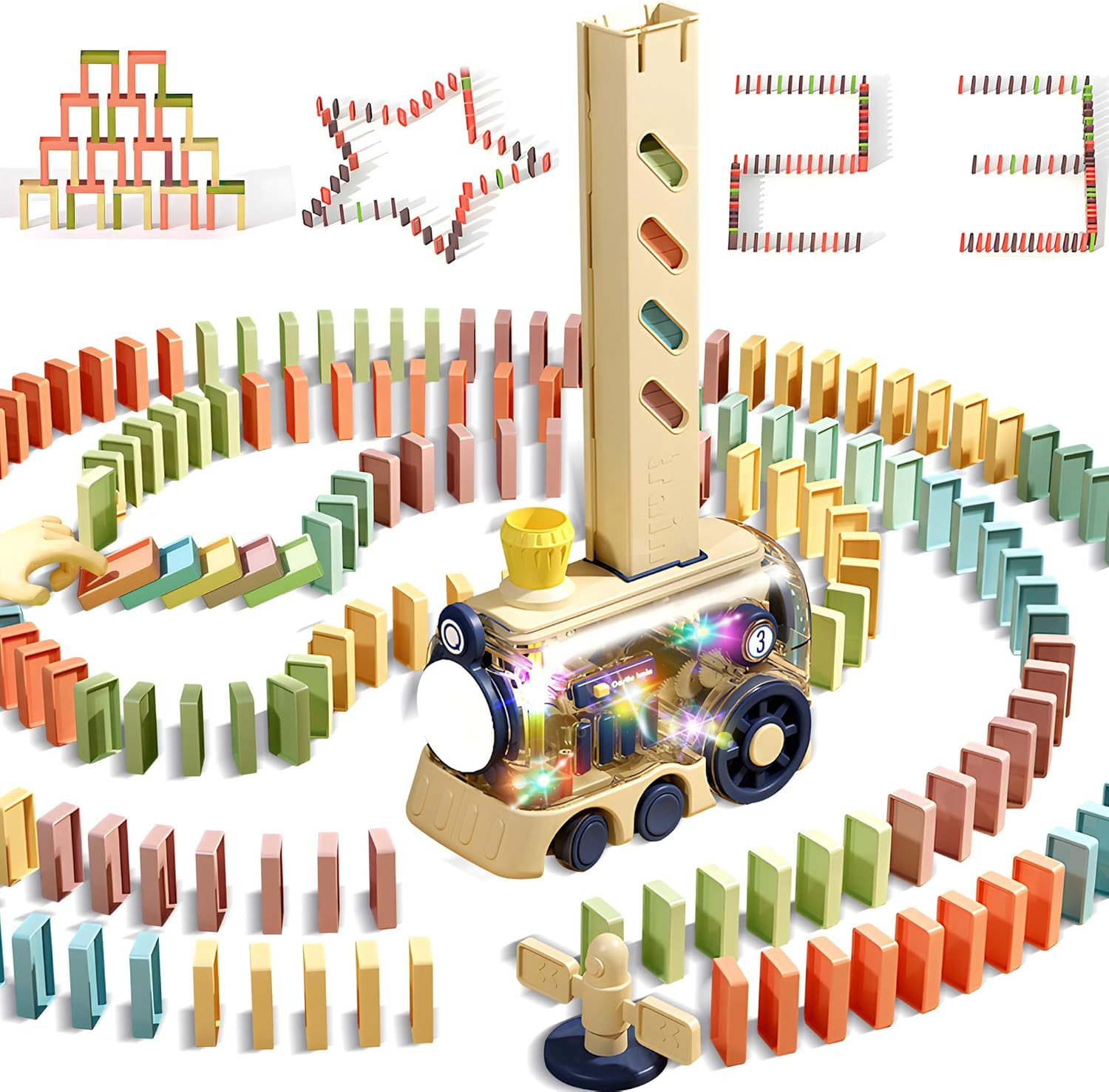Domino Train Toy Kids Games 80Pcs Automatic Dominoes Building Set STEM Montessori Stacking Toys f... | Amazon (US)