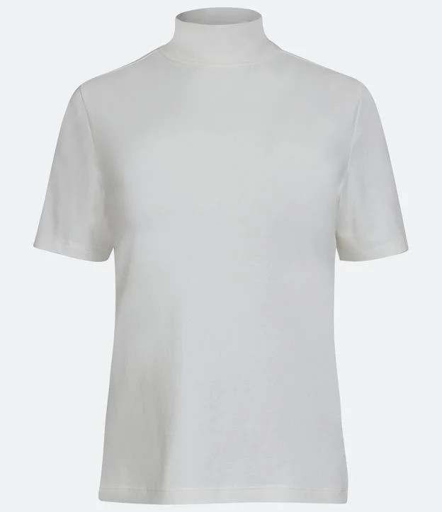 Blusa Básica em Meia Malha com Gola Alta Branco Neve | Renner (BR)