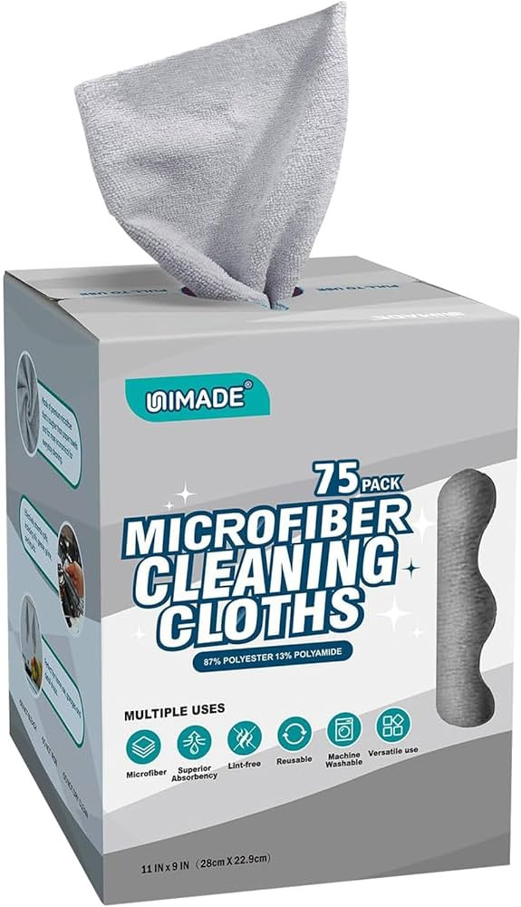 UNIMADE Microfiber Cleaning Cloth, 75 Sheets Microfiber Towels for Cars | Amazon (US)