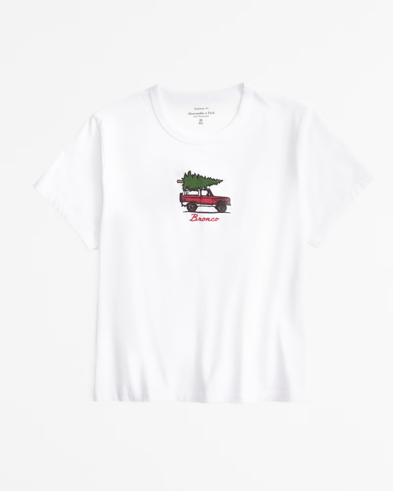 Abercrombie & Fitch Women's Short-Sleeve Bronco Graphic Skimming Tee in White - Size XXS | Abercrombie & Fitch (US)