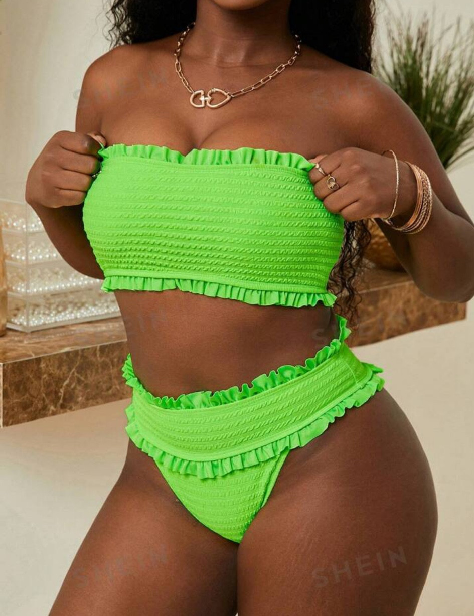 Neon green high waisted ruffled swimsuit
Shein swim sale

#LTKSaleAlert #LTKTravel #LTKSwim