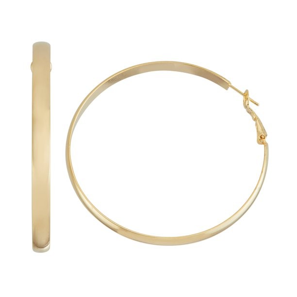 X and O - X & O Gold Plated Polished 5mm X 60mm Flat Tube Hoop Earrings - Walmart.com | Walmart (US)