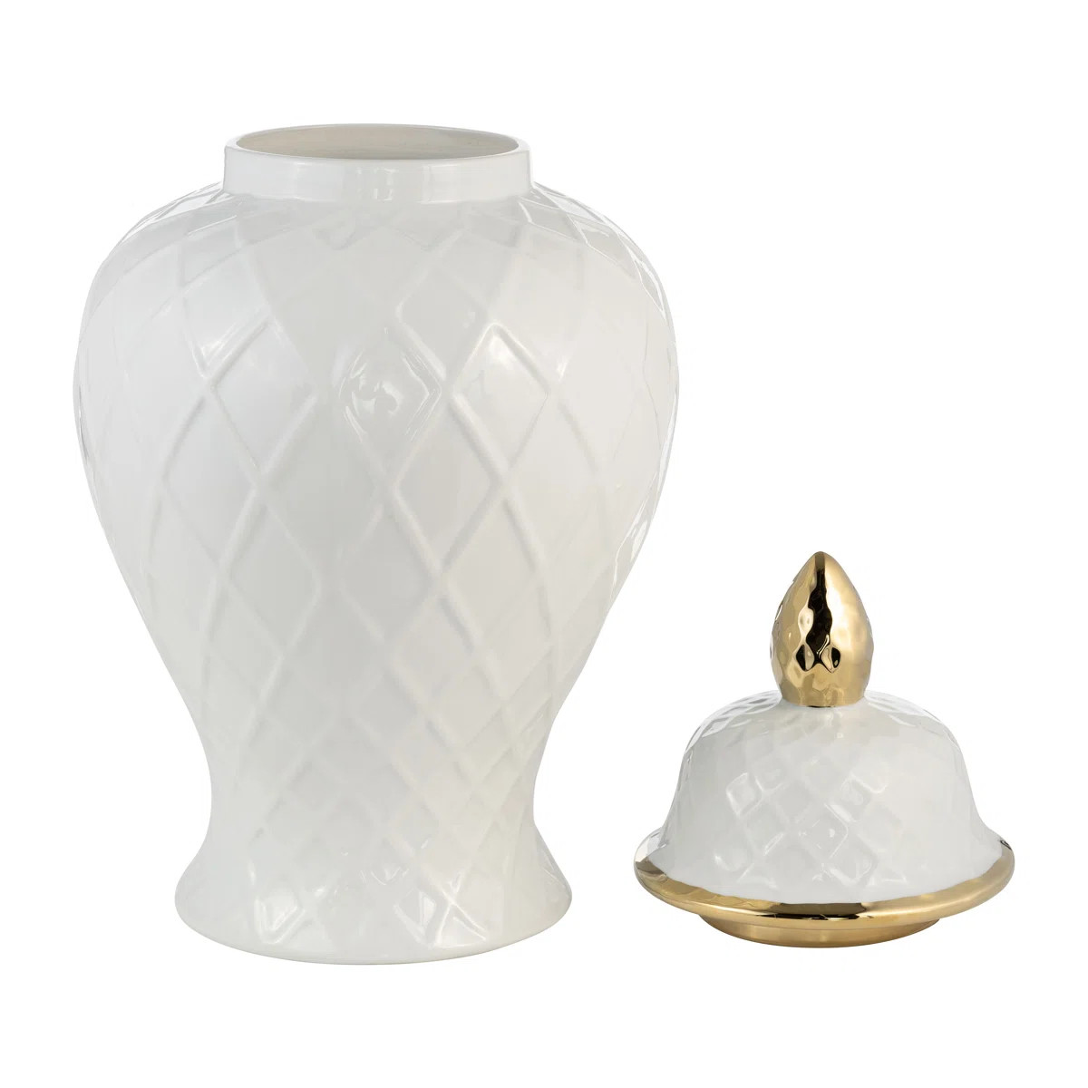 Idena Stoneware Ceramic Decorative Lidded Jar with Textured Design and Elegant Detailing | Wayfair North America