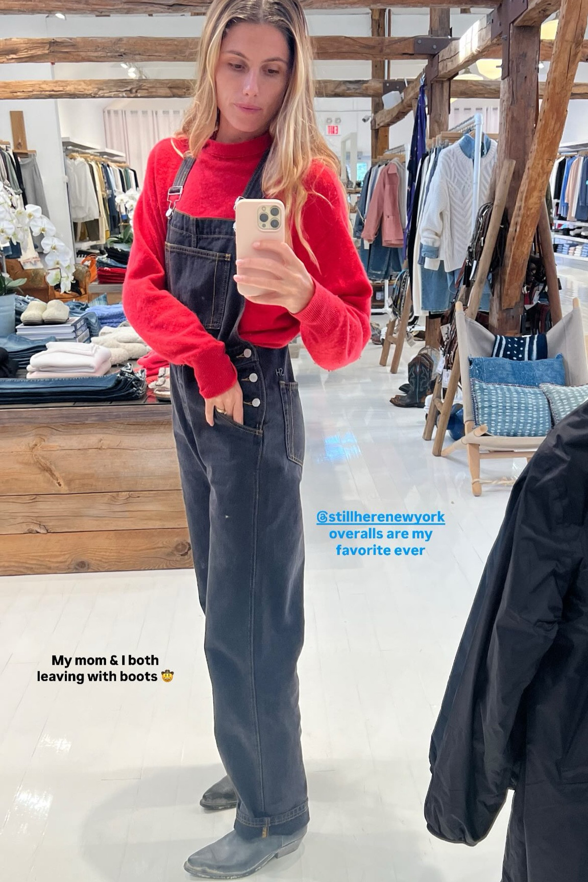 @stillherenewyork  overalls are my favorite ever My mom & I both leaving with boots 🤠