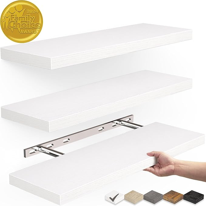 BAYKA Floating Shelves for Wall, Wall Mounted Rustic Wood Shelves for Bathroom, Bedroom, Living R... | Amazon (US)