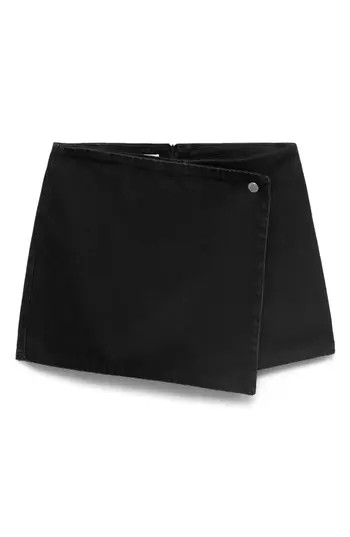 MANGO Faux Wrap Denim Skort in Black Denim at Nordstrom Rack, Size X-Small | Nordstrom Rack