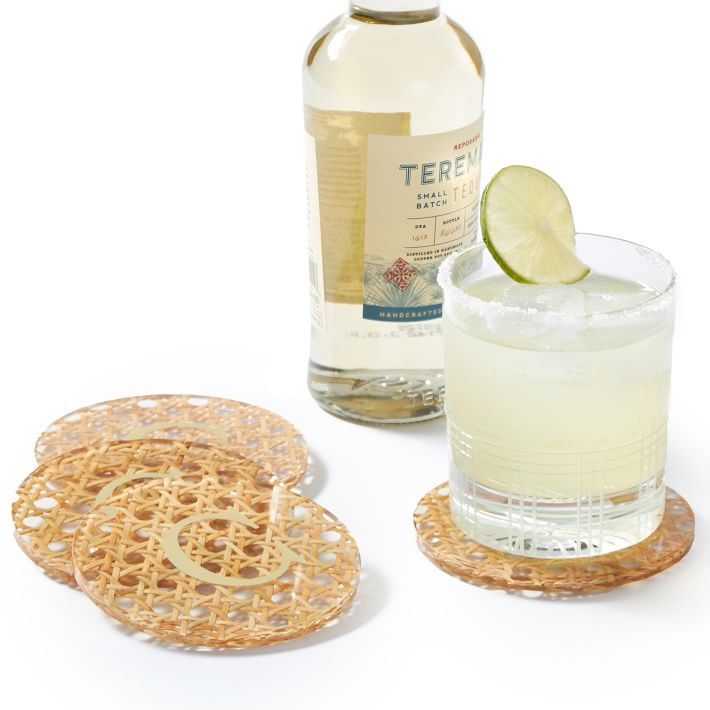 Rattan Caning and Acrylic Coasters, Set of 4 | Mark and Graham