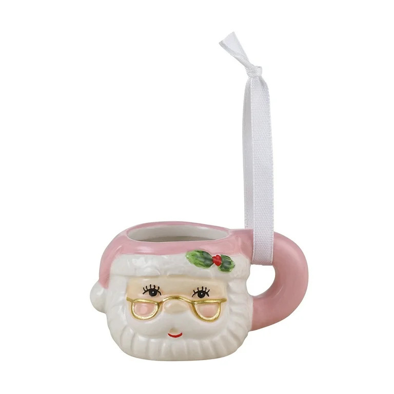 Mr. Christmas Miniature Santa Mug Hanging Ornament Decoration, Pink, 1.45" | Walmart (US)