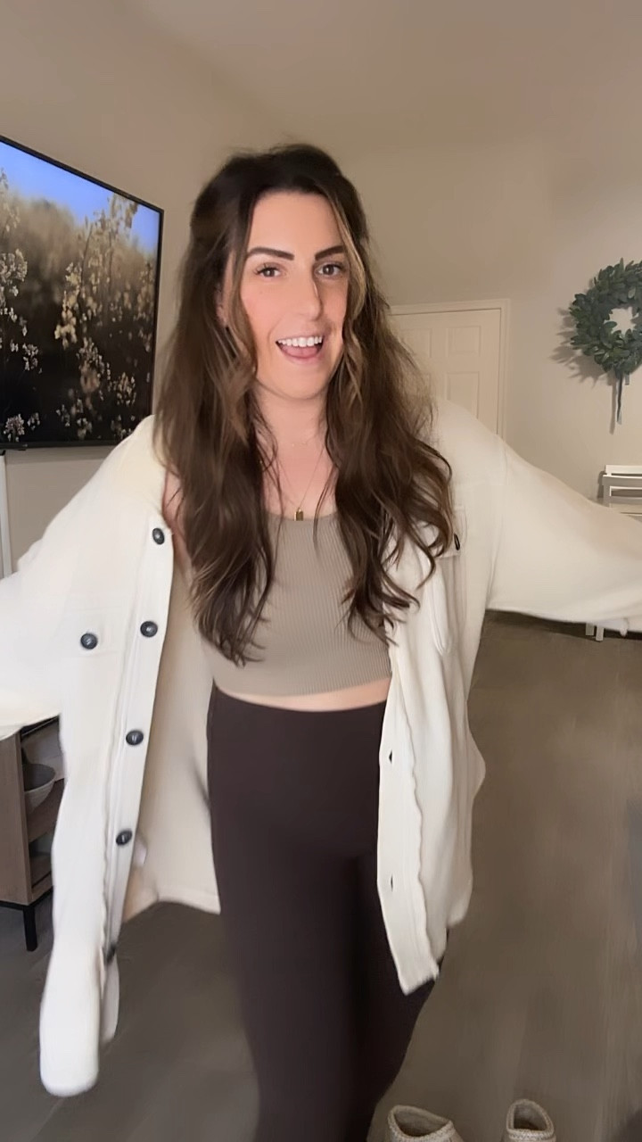 Comfy and affordable @amazon look! 
Wearing a medium in crop and in shacket 
Wearing small in flared leggings 


#LTKstyletip #LTKfindsunder50 #LTKMostLoved