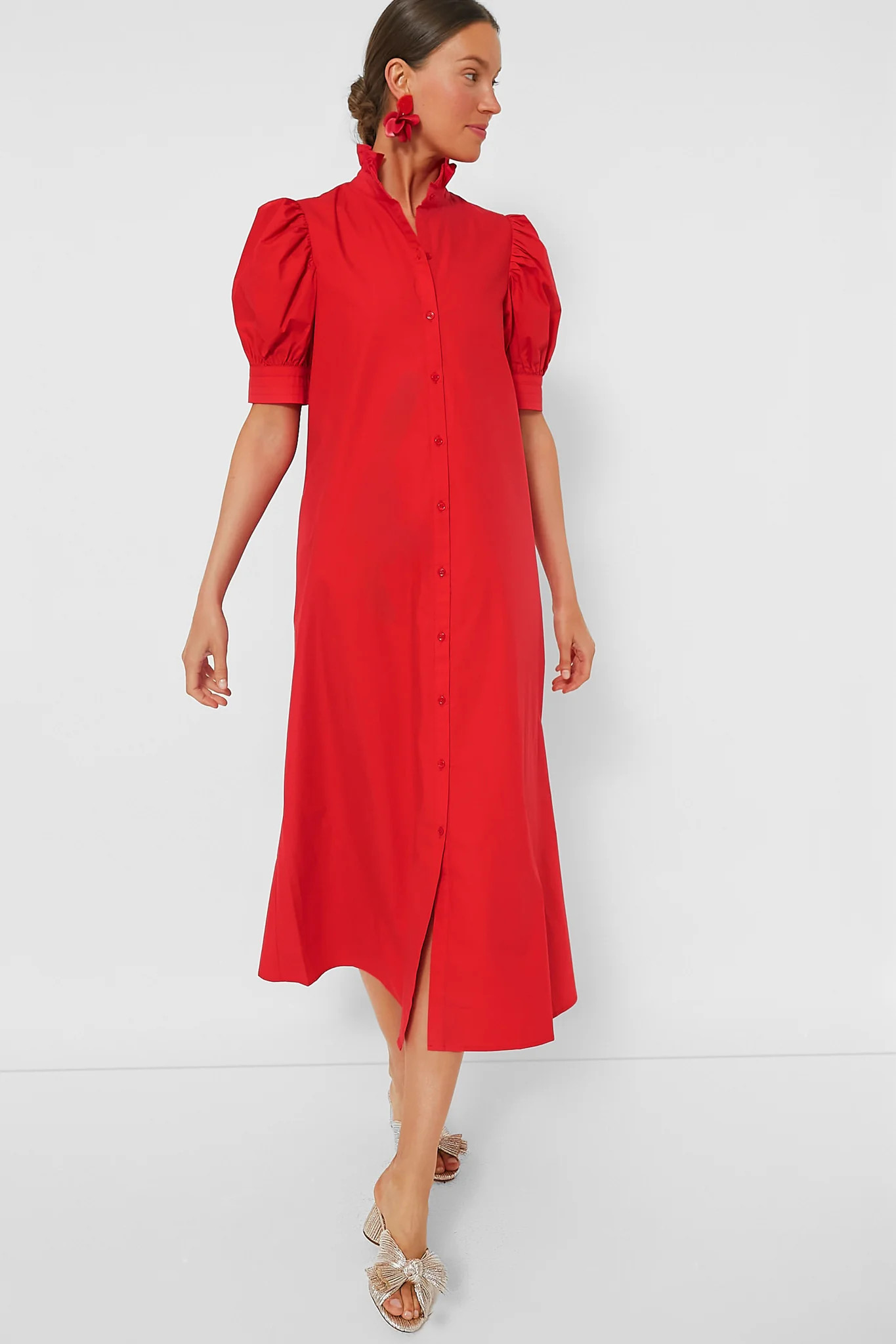 Red Ruffle Collar Louisa Maxi Dress | Tuckernuck (US)