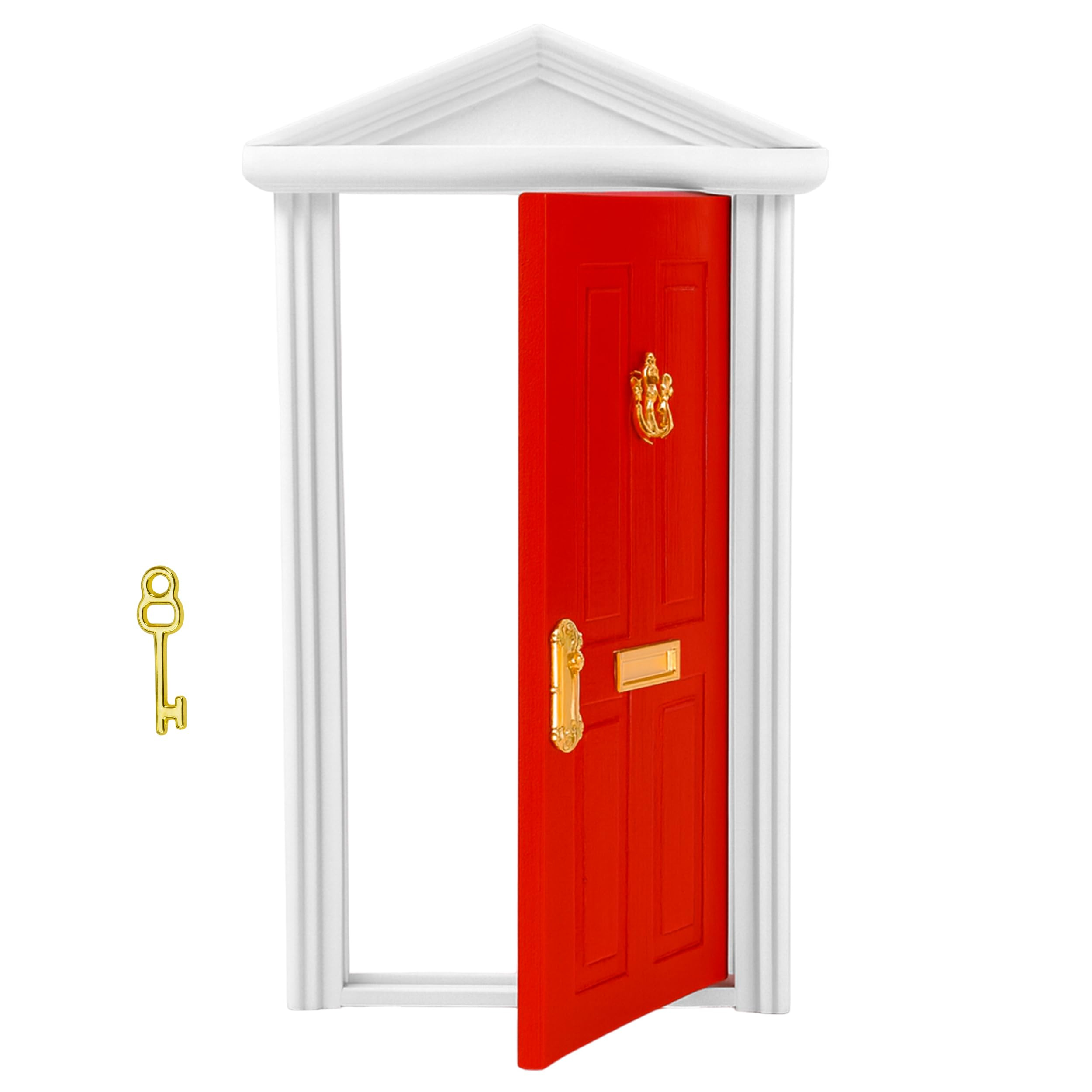 Miniature Red Door Dollhouse – 1/12 Scale Christmas Elf Mini Wooden Fairy Front Door with Handl... | Amazon (US)