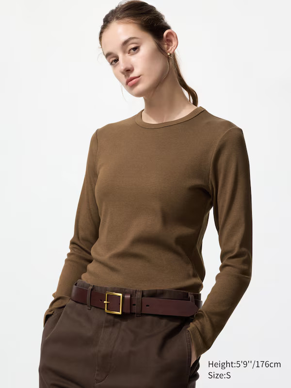 Soft Ribbed T-Shirt (Long Sleeve) | UNIQLO (UK)
