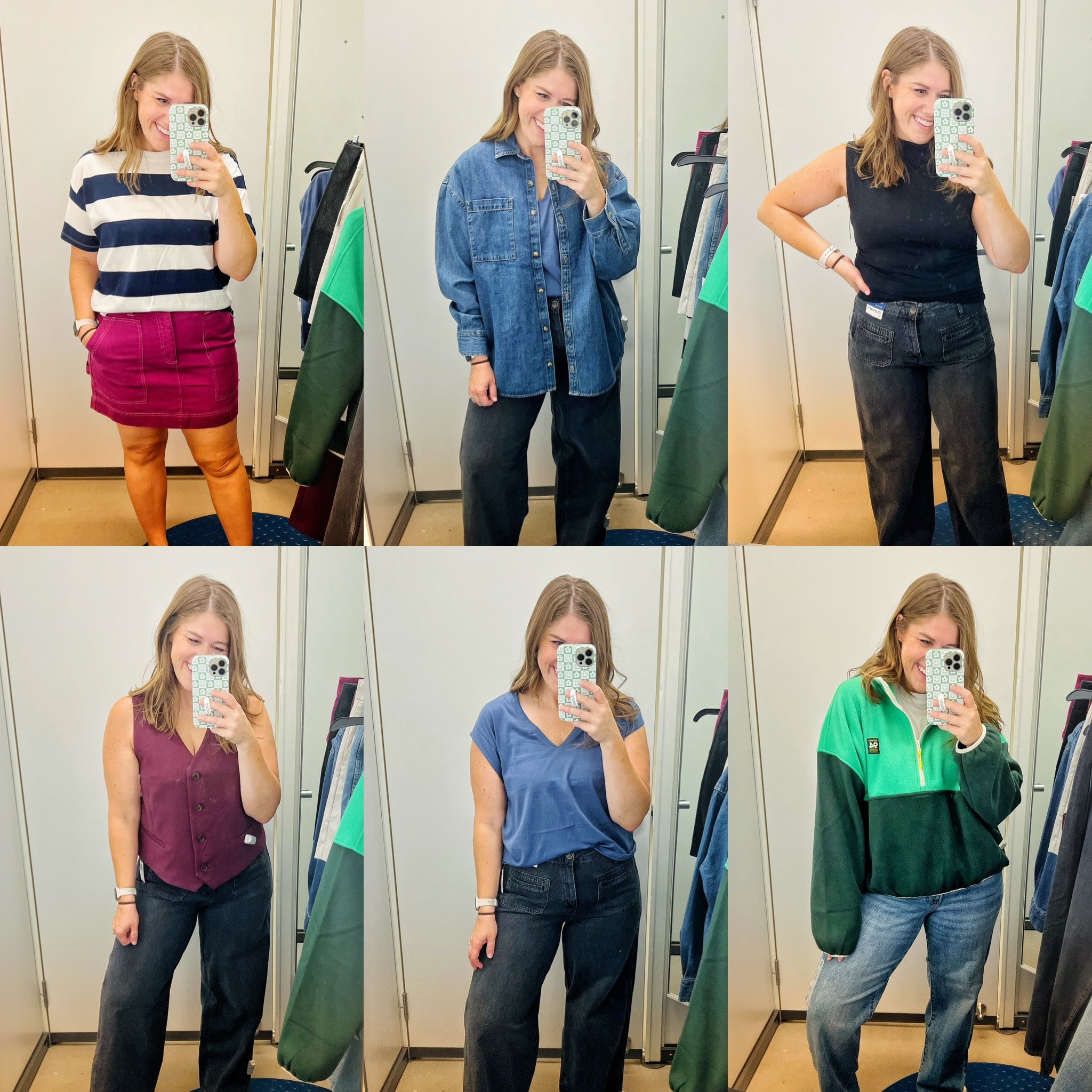 Fall outfit try on at Old Navy 🤎 so many good transition pieces!! 

Jeans, utility skirt, vest, fleece pull over, wide leg, denim shirt, striped tee, mock neck

#LTKMidsize #LTKFallSale #LTKFindsUnder100