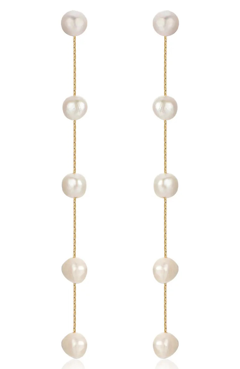 Dripping Freshwater Pearl Linear Drop Earrings | Nordstrom