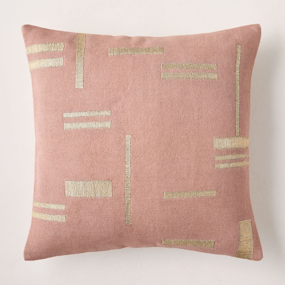 Embroidered Metallic Blocks Pillow Cover | West Elm (US)