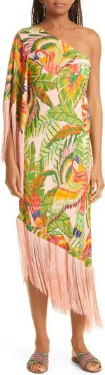 Macaw Print Fringed One-Shoulder Dress | Nordstrom