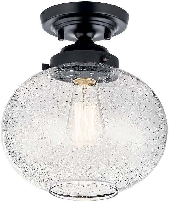 Kichler Avery 9.75" Industrial 1 Light Semi Flush Industrial Ceiling Light Fixture with Clear See... | Amazon (US)