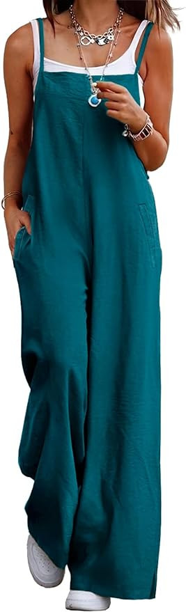 YESNO Women's Summer Boho Casual Jumpsuits Wide Leg Overalls Floral Print Baggy Rompers with Pock... | Amazon (US)