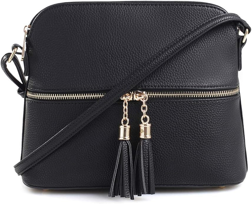 SG SUGU Lightweight Medium Dome Crossbody Bag with Tassel | Zipper Pocket | Adjustable Strap | Amazon (US)