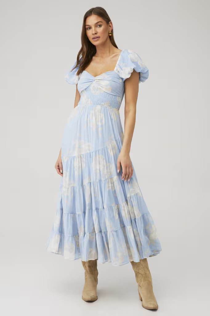 SUNDRENCHED SHORT-SLEEVE MAXI DRESS | FashionPass