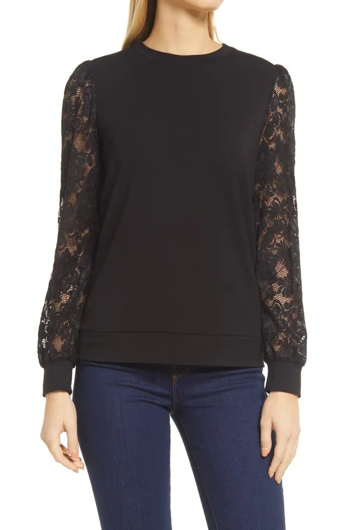 Lace Shoulder Long Sleeve Top | Nordstrom