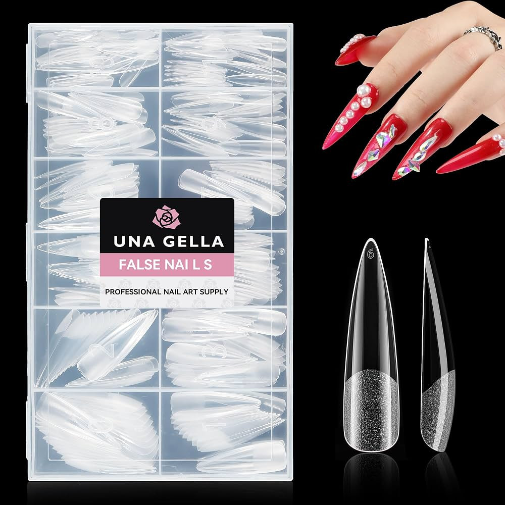 UNA GELLA XXL Stiletto Nail Tips, 312pcs Pre-shape Extra Long Stiletto Nails Tips Half Matte Full... | Amazon (US)