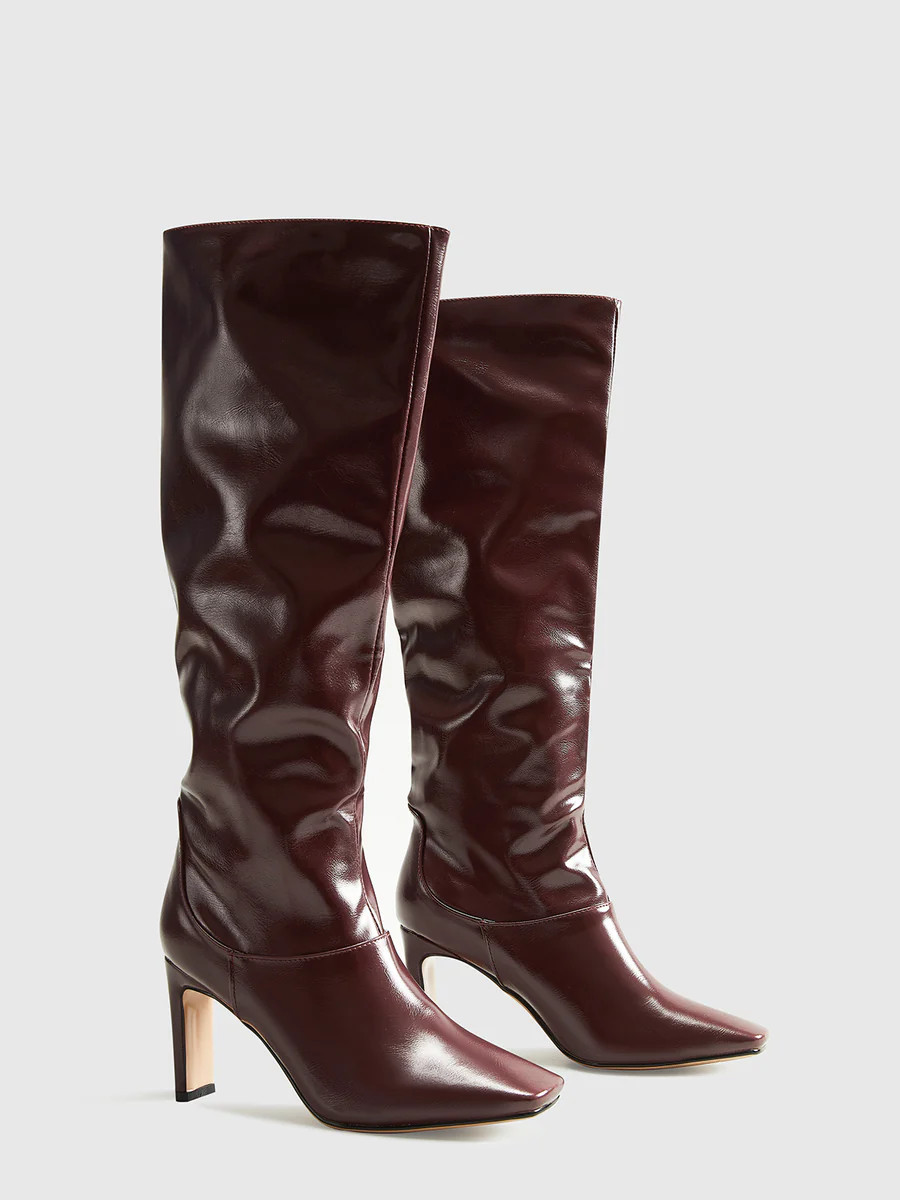 High-Heel Square Toe Knee-High Boots | Commense