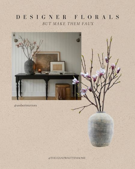 Realistic magnolia branch in an oversized aged terracotta vase.

These pink tulip stems are sold out everywhere! Grab them here!

#LTKsalealert #LTKhome #LTKFind