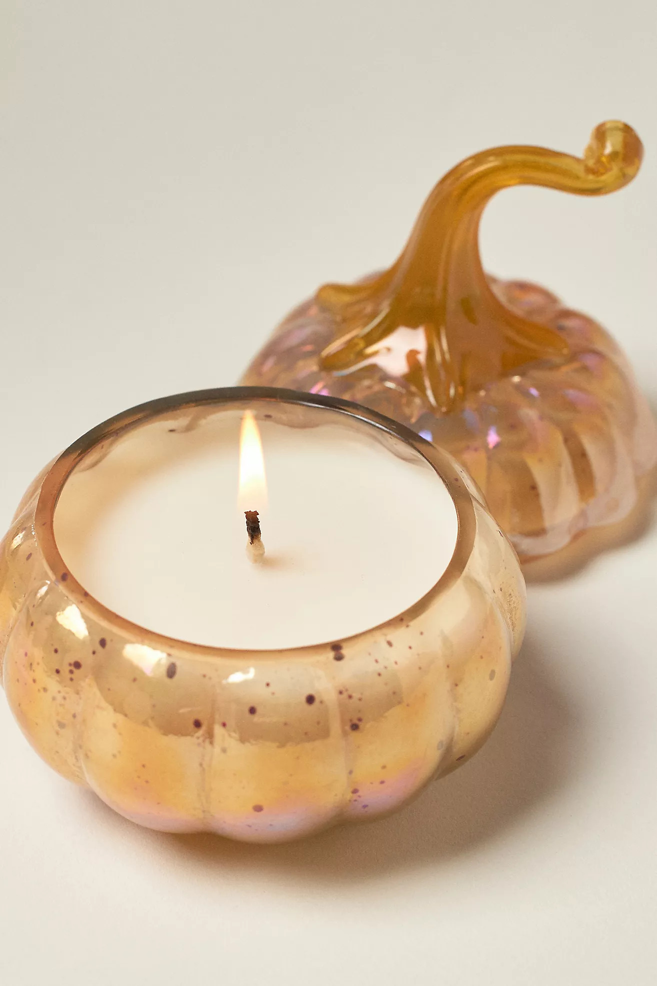 Gourmand Pumpkin Sweet Vanilla Mini Glass Pumpkin Candle | Anthropologie (US)