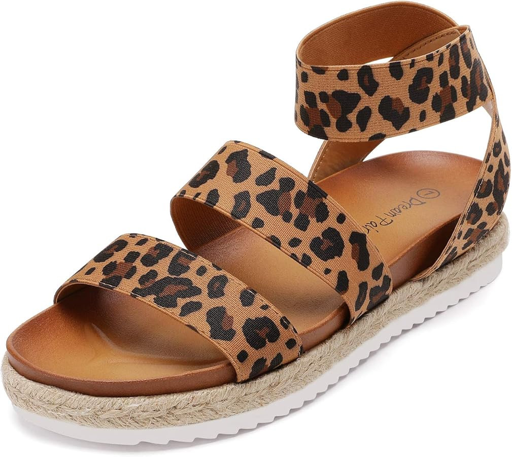 DREAM PAIRS Women’s Open Toe Ankle Strap Espadrille Flatform Platform Wedge Sandals | Amazon (US)