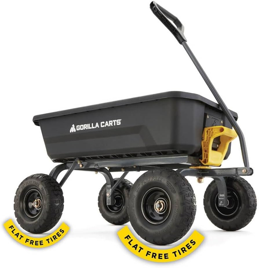 Gorilla Carts Heavy-Duty Dump Cart, Patented Quick-Release Dumping, Steel Frame, 600 lb Capacity,... | Amazon (US)