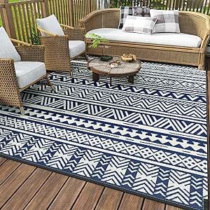 MontVoo-Outdoor Rug Carpet Waterproof 8x10 ft Reversible Patio Rug RV Camping Rug-Plastic Straw R... | Amazon (US)