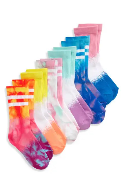Treasure & Bond Kids' Assorted 6-Pack Tie Dye Crew Socks (Toddler, Little Girl & Big Girl) | Nordstrom